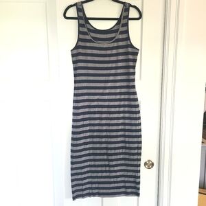 L MIDI BODY CON STRIPED DRESS